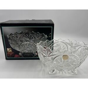 Crystal Clear Oval Glass Bowl 24% Full Lead Crystal‎ Handcut W/Box